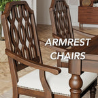 chairus Farmhouse Dining Chairs Set of 6, French Country Vintage Wooden Dining Room Chairs with Arm, Lattice Back & Turned Legs, Rustic Chenille Upholstered Nailhead Trim Kitchen Chairs, Walnut Brown