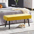 Homedot Accent Bench for Living Room Ottoman Bench Elegant Velvet Bedroom Bench End of Bed with Black Metal Legs, Indoor Bench for Dining Room, Living Room, Make Up Room