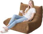 WLIVE Bean Bag Chair for Adults, Teddy Fleece Togo Chair, Giant, Memory Foam, for Living Room and Bedroom, Single, Brown