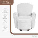 Evolur Vienna Swivel Glider with Ottoman, 360° Swivel, Without Nailhead Trim, Greenguard Gold & FSC-Certified, Nursery Chair in Fog Grey