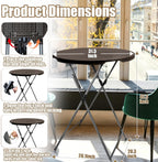 Hightop Cocktail Table 32in Round Folding Bar Height with Detachable Legs, Tall Bar Folding Table Indoor Outdoor Use for Wedding Bar Patio Parties (2PC, Brown)
