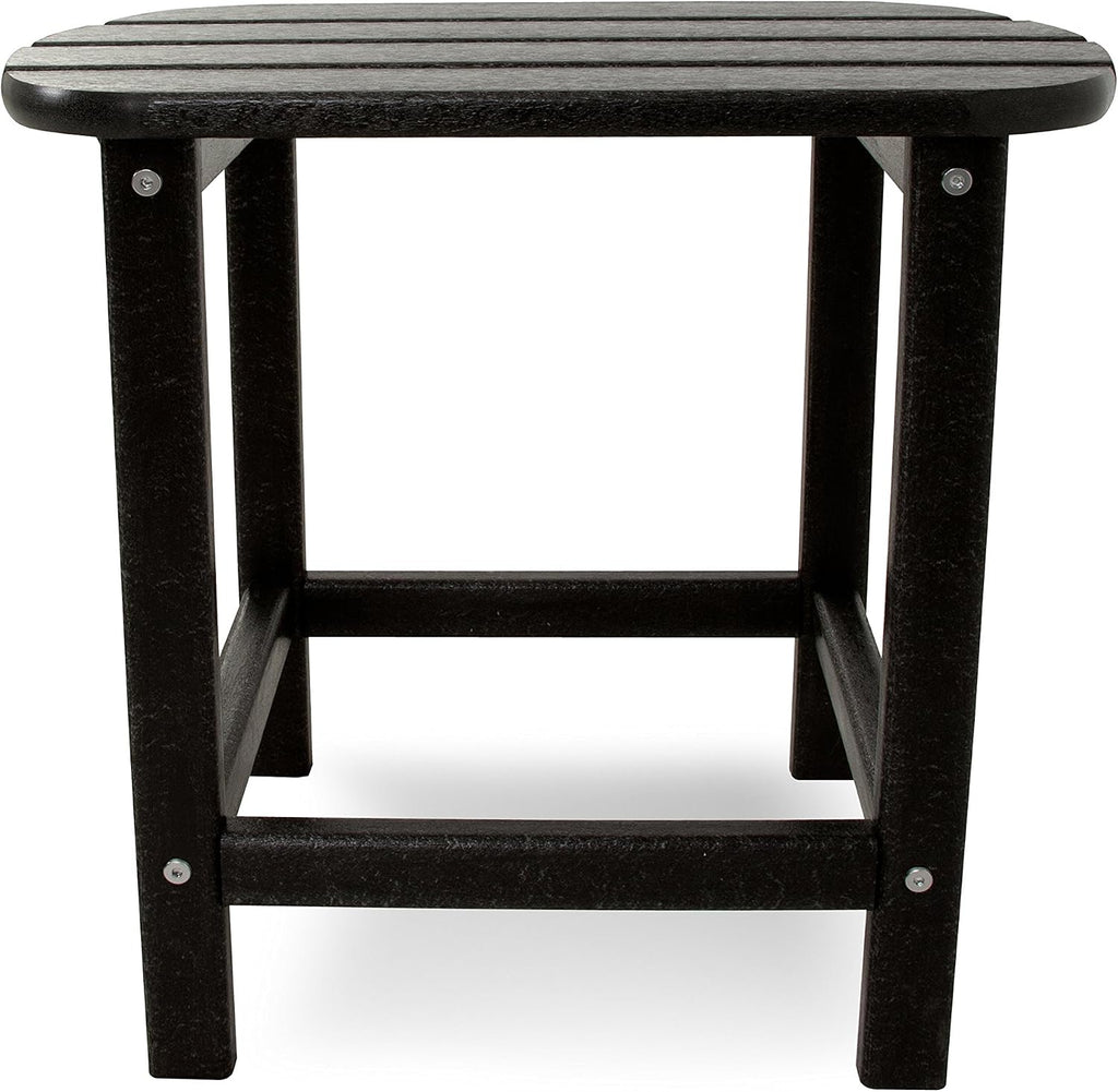 Polywood Classic Adirondack Chair & South Beach Side Table Bundle, Black