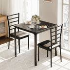 Modern 3-Piece Dining Set for 2 – Compact Square Table & Chairs with Sturdy Metal Frame, Easy Assembly, Space-Saving Kitchen Furniture – Ideal for Small Apartments or Breakfast Nooks