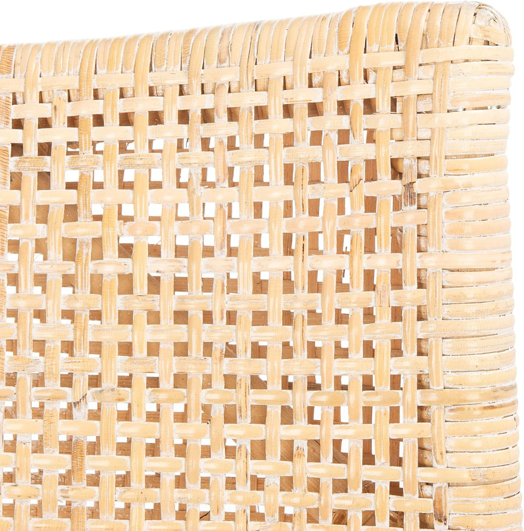 SAFAVIEH Home Collection - Gianni Natural & White Wash Solid Wood Rattan Arm Chair, Tropical Coastal Accent Seating for Living Room or Dining Space (SEA4011B)