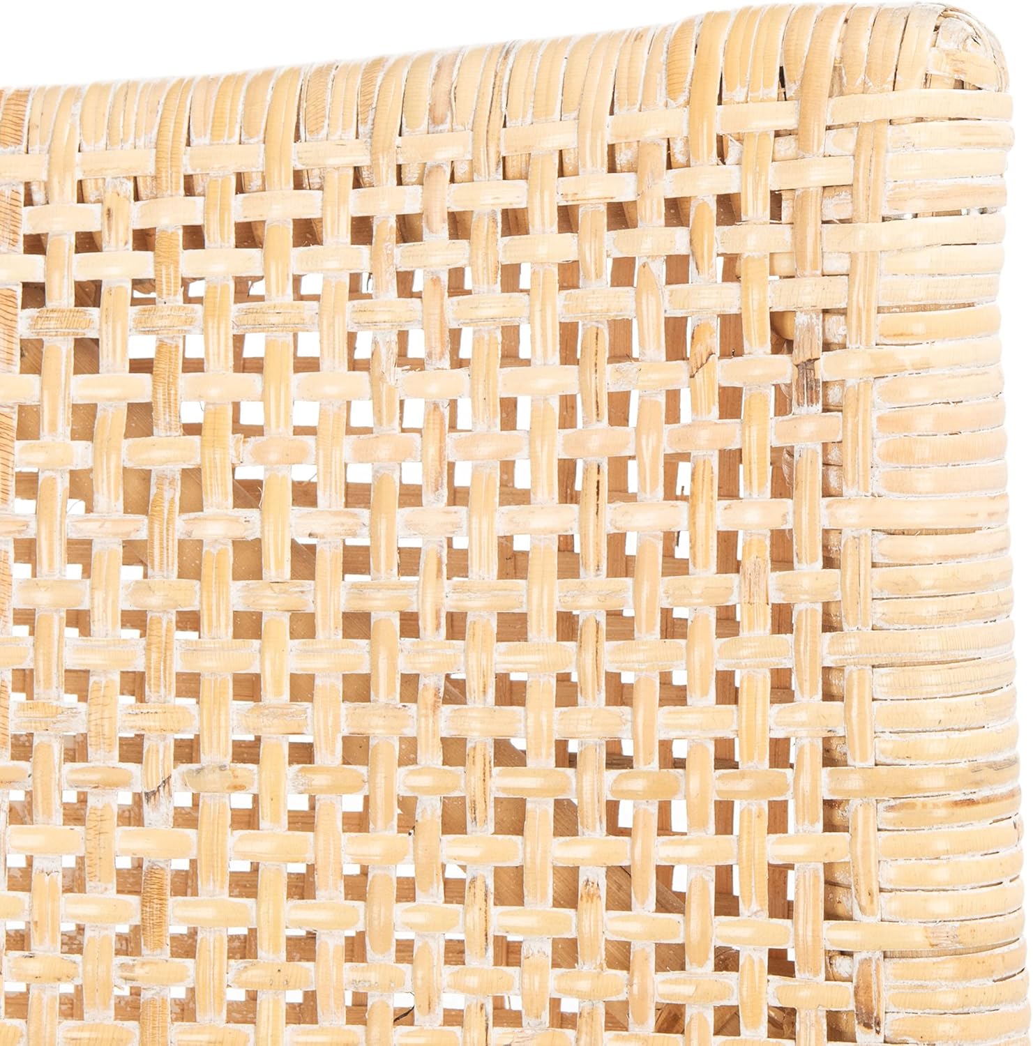 SAFAVIEH Home Collection - Gianni Natural & White Wash Solid Wood Rattan Arm Chair, Tropical Coastal Accent Seating for Living Room or Dining Space (SEA4011B)