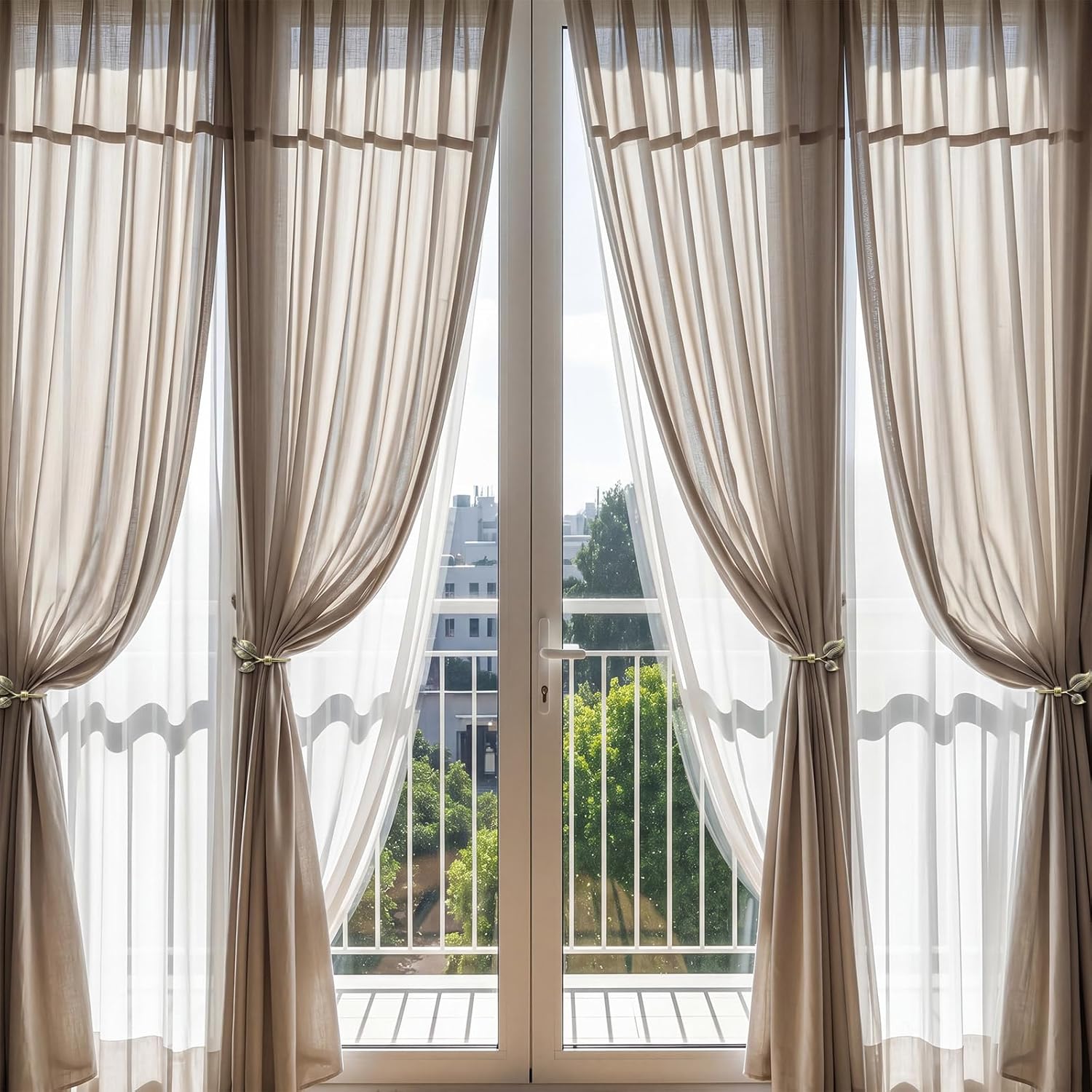 4 Pcs Metal Leaf Curtain Tieback Holdbacks Farmhouse Decorative Leaf Window Curtain Hooks with Screws for Wall Draperies Cottage Finish Living Room Office