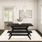 Plank+Beam Verso Dining Room Bench, 60 Inch Modern Dining Bench, Wooden Bench for Dining Room, Entryway Bench, Minimalist Room Bench, Black