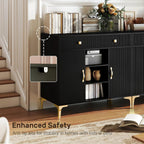 Black Sideboard Buffet Cabinet with Adjustable Shelves, Modern Storage Cabinet with Drawers and Doors, Sleek Buffet for Dining Room, Living Room, Entryway, 39.4 Inch