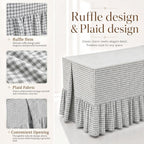Tudomro Green Dorm Bed Skirt Twin XL 32 Inch Drop, Gingham Check with Ruffled Hem, Split Corners Microfiber Bed Skirts Soft Fabric Bedskirt for Dorm Bedrooms Easy to Install Clean