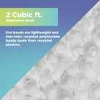 Bean Products Bean Bag Refill Beads - 100% Recycled NEW Polystyrene Filler Beads for Lasting Support - Poly Fill Beans - Versatile Filling for DIY Projects - Made in USA - 2 Cubic ft.