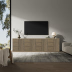 SICOTAS Buffet Cabinet with Storage Accent Sideboard Modern Credenza with Doors & Shelves Fluted Media Console Mid Century Coffee Bar Table for Living Room Kitchen Dining Room Hallway (3PCS)