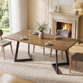 Tribesigns 62.2" Farmhouse Dining Table for 4-6, Industrial Rectangular Kitchen Dinner Table with Heavy-Duty Metal Legs for Home, Dining Room, Kitchen, Easy Assembly (Rustic Brown＋Black)