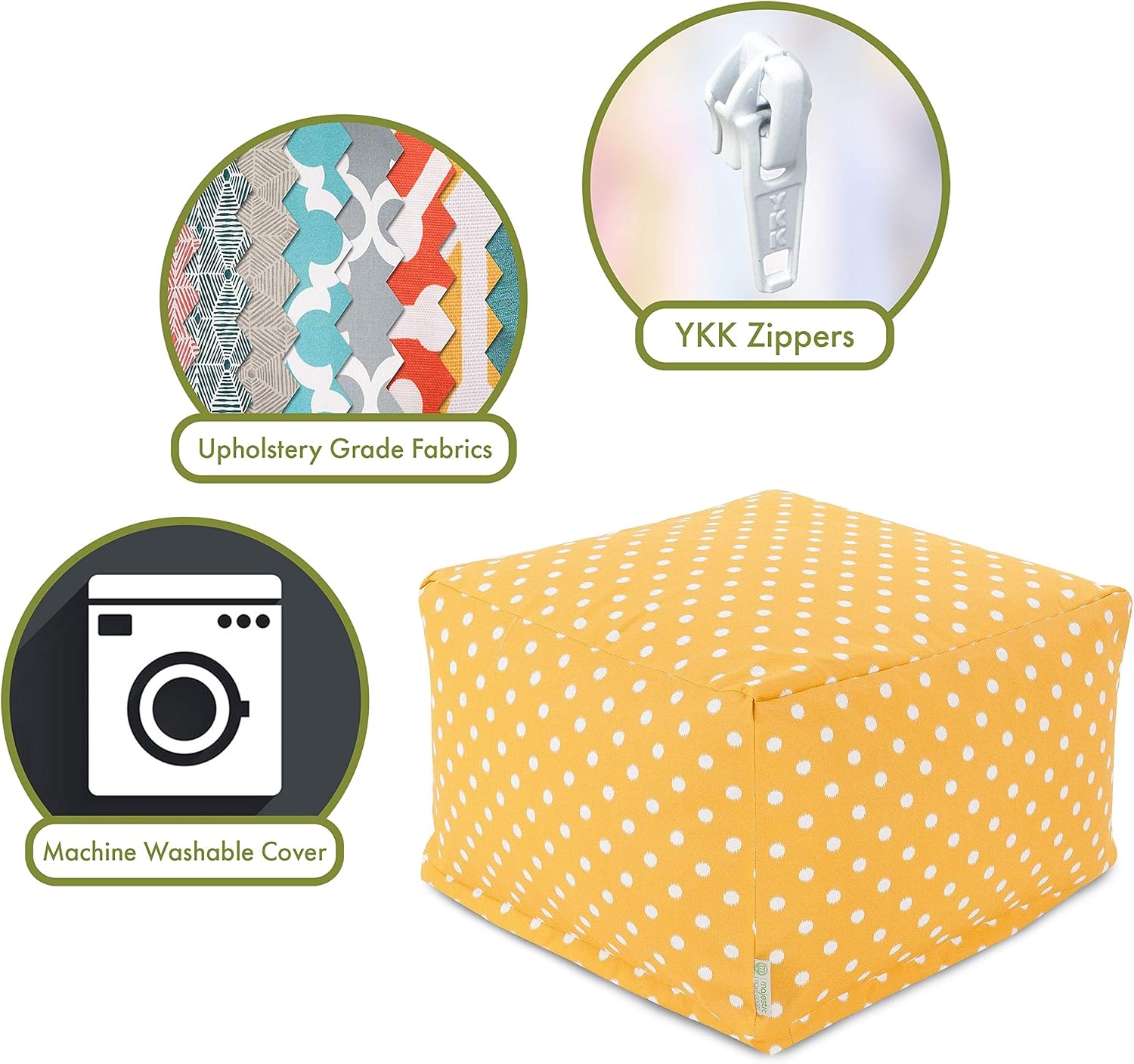 Majestic Home Goods Ikat Dot Ottoman, Large, Citrus