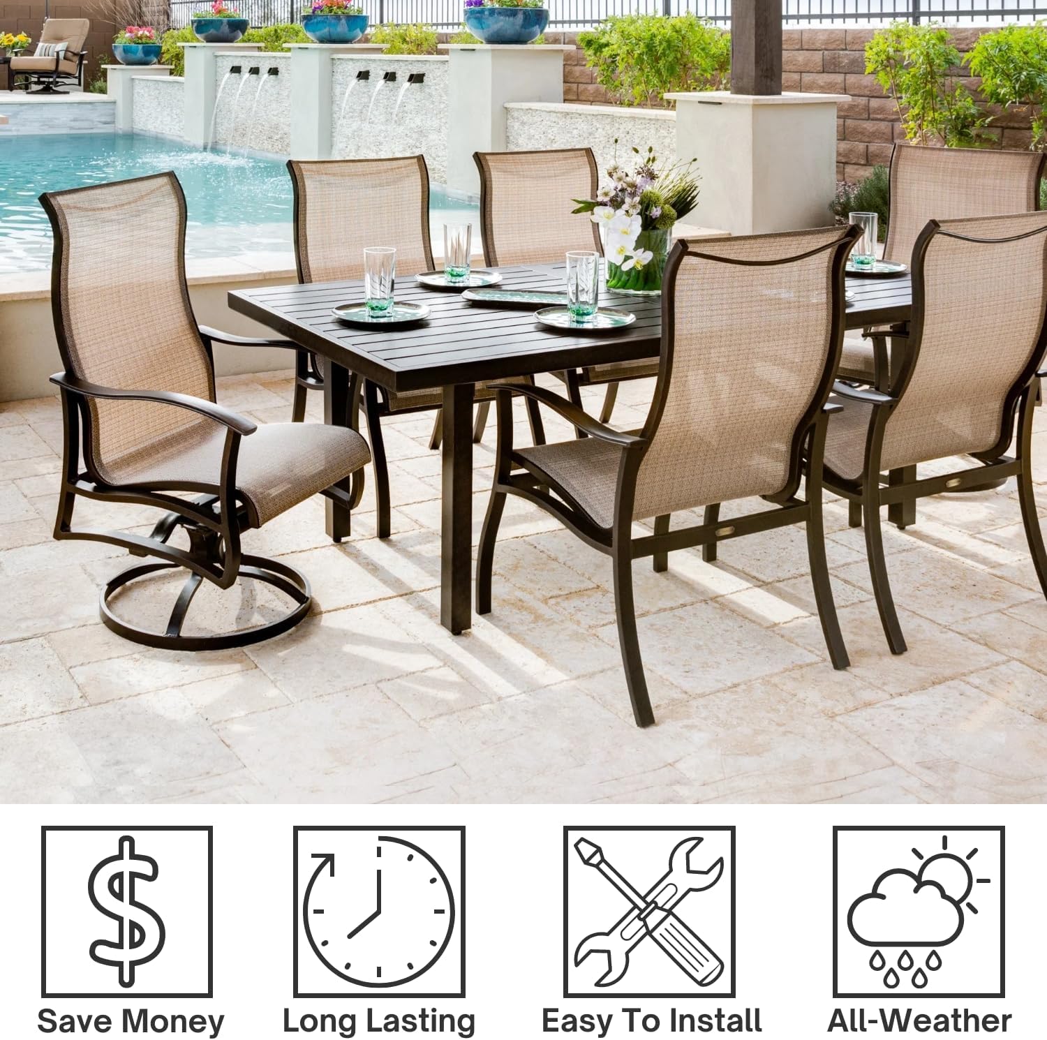 Project Patio - Rocker Spring Plate 2.5 Inch x 5 Inch, Universal Fiberglass Replacement Part for Swivel Rocking Chair, Outdoor Furniture Repair - 2 Pack