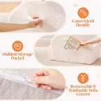ROBUD Toddler Chair, Comfy Kids Sofa with Teddy Fleece, High Resilience Sponge, and Hidden Storage Pocket, Toddler Couch with Princess Style Design, Kids Couch for Boys and Girls, White