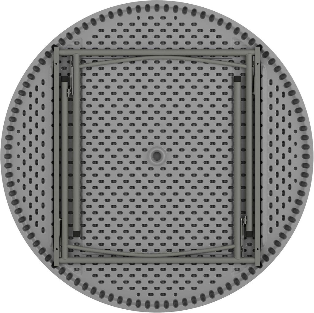 Flash Furniture Kathryn 4' Round Plastic Folding Event Table for Parties and Trade Shows, Portable Indoor/Outdoor Event Banquet Table, Granite Dark Gray
