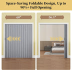 60" x 80" PVC Accordion Door Interior, Suitable for Opening Width 49"-60", Trimmable Height & Width, Room Dividers for Pantry Laundry Closet RV, Strong Magnet Folding Doors, Easy to Install, Grey