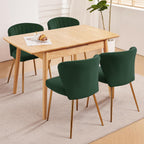 Velvet Dining Chairs Set of 2, Modern Upholstered Vanity Chairs with Golden Metal Legs for Dining Room Kitchen Vanity Patio (Green)