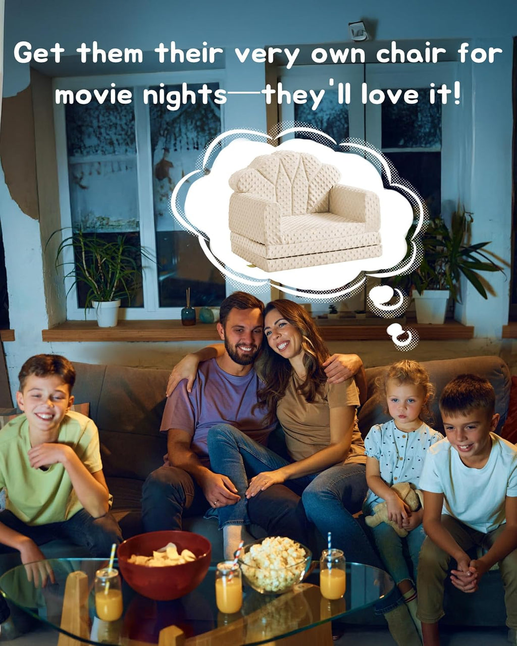 Kids Couch, 2-in-1 Soft Bubble Dot Minky Fold-Out Couch, Convertible Sofa for 2 Years and Up, Kid Furniture for Playroom, Beige