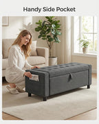 Amada 46" Ottoman with Storage,Storage Ottoman Bench with Safety Hinge, Hidden Compartment & Side Pocket, 400 lbs Weight Capacity, end of Bed/Entryway Bench for Bedroom/Living Room, Dark Gray