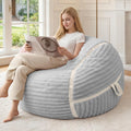 HABUTWAY Bean Bag Chair 3FT Big Bean Bag Chairs for Adults with Memory Foam Filled,3'Beanbag Chair with Soft Faux Fur Cover,Comfy Bean Bag Sofa for Classroom,Living Room,Bedroom-Light Grey&White