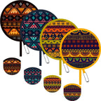 4 Pack Folding Hand Fan, Tribal Geometric Pattern Portable Pocket Fan, Ethnic Style Foldable Handheld Fan for Summer Heat, Festival, Travel, Concert (Yellow)
