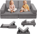 Modular Kids Play Couch, Toddlers Couch Building Set, Children Convertible Play Fort, Kids Sofa for Playroom and Bedroom, Rectangular Armrests