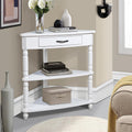 33.8'' Small Triangle Corner Table, 3 Tier End Corner Table with Solid Wood Legs, Wood Corner Side Shelf for Living Room Small Spaces (Milk White)