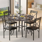 VECELO 5 Piece Dining Table Set for 4, Faux Marble Dinette with Chairs for Kitchen, Breakfast Nook, Small Space, Pure Black