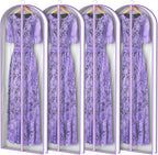 Zilink 72” Clear Garment Bags for Long Dresses Wedding Dress Bags for Gowns Long with 3" Gussted Dress Storage Bags Hanging for Long Evening Dresses, Winter Fur Coat, Prom Dresses, 4-Pack