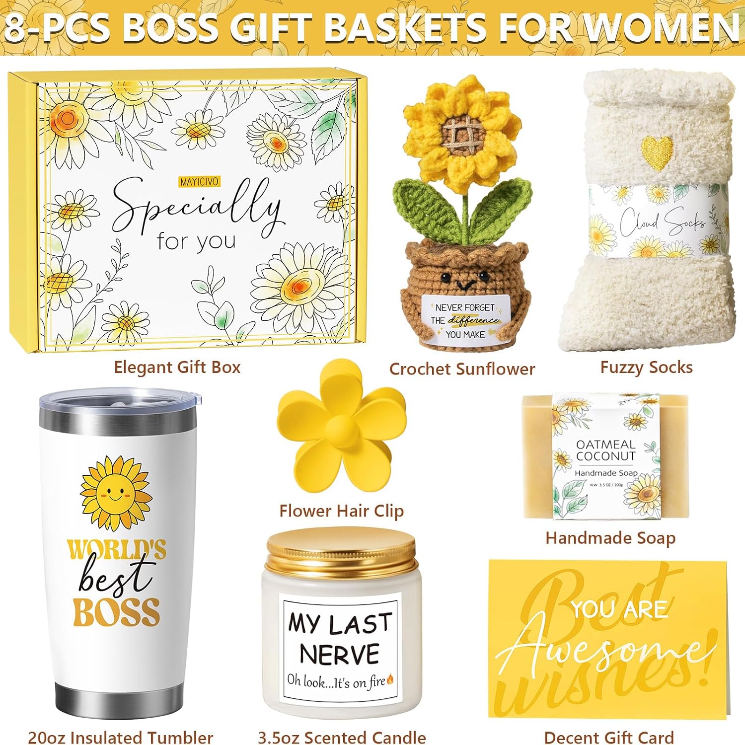 Bosses Day Gifts for Women Her, Cool Boss Lady Gifts for Women, Funny Thank You Birthday Easter Basket Bosses Appreciation Gift Set, Best Office Farewell Leaving Going Away Retirement Gift for Boss
