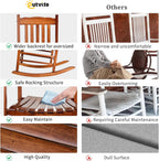 Outvita Outdoor Rocking Chair, Solid Wood High Back Rocker, All Weather Lounge Chair for Porch Patio Fire Pit Garden Backyard Deck Indoor, Wave Shape, Natural