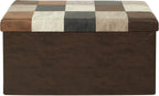HOME DECO FACTORY, HD7666, Patchwork PU M2, Bistro Indus Furniture, Folding Chest and Bench, 76x38x38cm, Seat Height 38cm, Brown