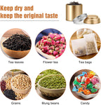 TRISCO 6PCS Tea Tin with Airtight Double Lids for Loose Leaf Tea Storage | 8 Fl Oz Capacity,Kitchen Small Tin Can Tea Canisters,for Loose Tea Coffee Sugar Candy Spices,Holiday Gift,Gold