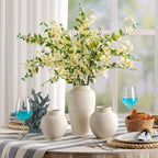 Ceramic Rustic Farmhouse Vase, Small Flower Vase Decorative Vase Short Pottery Vases for Home Decor Table Living Room Entryway Mantel Bookshelf Bedroom Bathroom Kitchen - 6" W