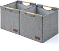 KAKAMAY 13x15x13 Inch Collapsible Fabric Storage Cubes, Grey 2-Pack with Wooden Handles, Cube Storage Bins for Kallax Shelf, Closet, Living Room, Bedroom, Nursery, Toys, Clothes, Blankets, Laundry