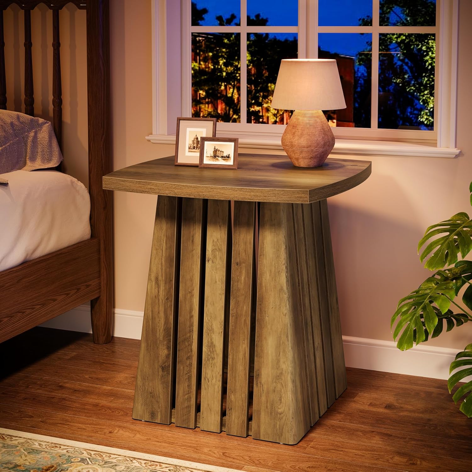 Tribesigns Small Side Table, Brown Farmhouse End Table for Living Room, 22" Compact Nightstand with Sturdy Top for Bedroom