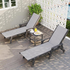 Domi Outdoor Pool Lounge Chairs Set of 2, HDPE Patio Lounge Chair with Wheels, Chaise Lounge Chair for Pool, Sunbathing Tanning, Lawn, Grey