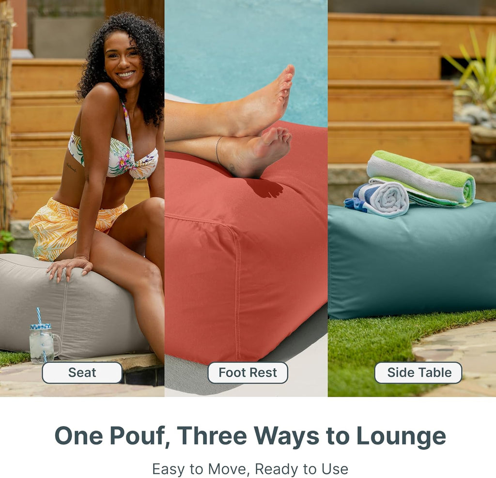 Jaxx Leon Outdoor Bean Bag Ottoman, Black & White Stripes