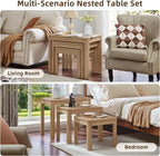 Joaxswe Farmhouse Nesting Tables Set of 3, Nesting Side Tables with Rounded Corners & 4 Thickened Table Legs, Natural Wood