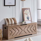 55.1” Storage Bench, Extra Large Entryway Bench with Storage,Storage Chest with 2 Safety Hinges,Blanket Storage,Shoe Storage Chest for Bedroom,Living Room,Easy Assembly. (Greige)