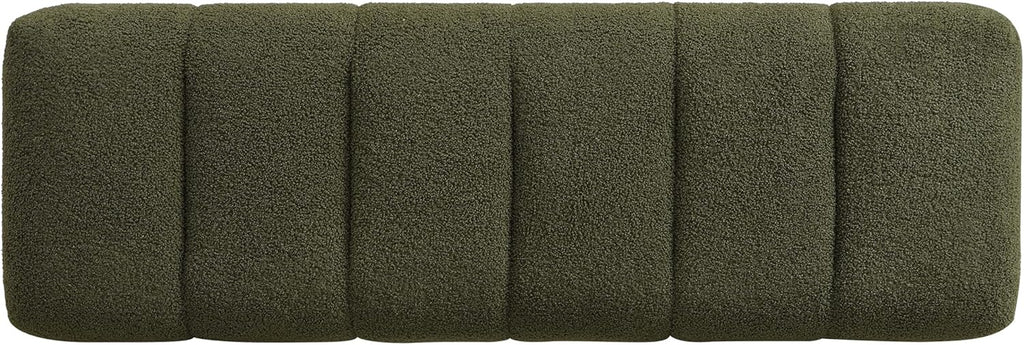 Merax 50" Green Boucle Upholstered Dining Bench Entryway Bench | No Assembly Required, End of Bed Ottoman, for Living Room Dining Room Bedroom, Floor-Friendly Feet Pads, Bear 300 LBS