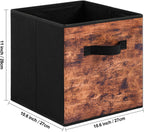 Stero Fabric Storage Cubes, 3 Pack Foldable Storage Bins with Handle, 11 Inch Storage Baskets Box for Shelves, Closet, Organizer, Rustic Brown and Black