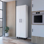 Spacious White Tall Pantry Cabinet with 5 Shelves - Kitchen Cupboard Organizer Storage