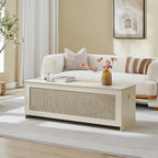 51.2" Storage Chest Extra Large,Storage Bench with 2 Safety Hinges,Wooden Shoe Bench,51.2x15.7x18.3 Inch,Easy Assembly,Storage Bench for Bedroom,Living Room,entryway(White Cream)