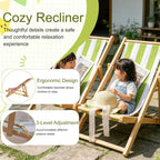 Kids Chaise Lounge Chair Outdoor, Toddler Wood Double Pool Lounger Chairs w/Removable Stripped Fabric Cushions, for Lawn, Pool, Garden, and Yard(Black)