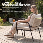 Modern Outdoor Lounge Chairs Set of 2, All-Weather Patio Accent Chairs with Thick Cushions & Durable Metal Frame for Backyard Seating, Balcony, Garden & Outdoor Living, Beige