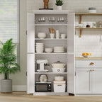 GarveeHome Pantry Cabinet, Freestanding Kitchen Pantry Storage Cabinet,70 in Cupboard, Tall Storage Cabinet with Doors and Adjustable Shelves, for Bathroom, Dining Room, Living Room, Antique White