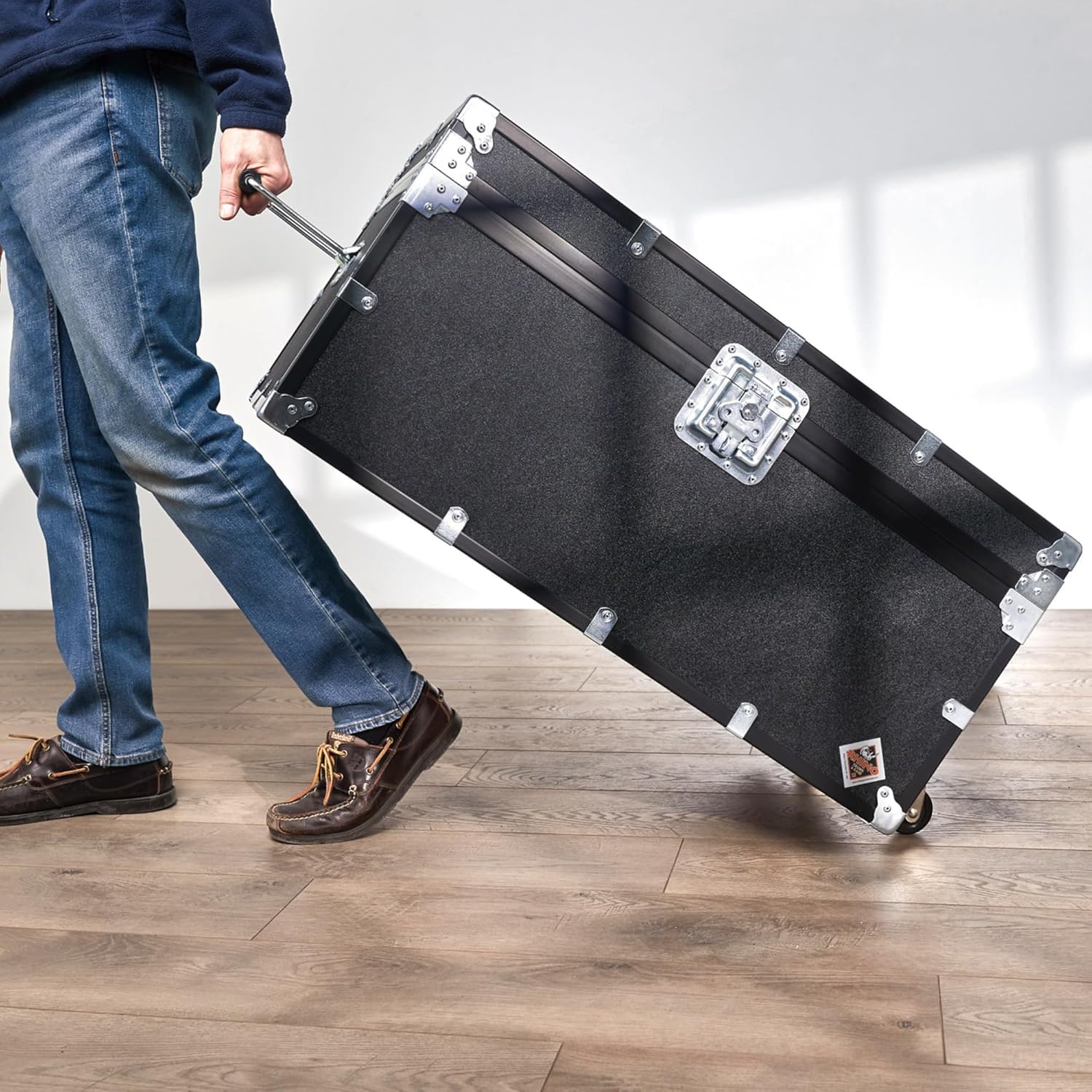 Rhino Trunk & Case XL Indestructo Travel Trunk Luggage With Wheels - 35"x19"x16" Heavy-Duty USA Made Road Case, Strong Flight Cases, ATA Case Style Footlocker, or Secure College Dorm Storage Chest