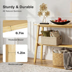 39.4" Solid Bamboo Entryway Console Table, Sofa Table Behind Couch, Narrow Bamboo Wood Entry Table with Storage Shelves for Living Room, Hallway，Modern, Easy Assembly, Natural